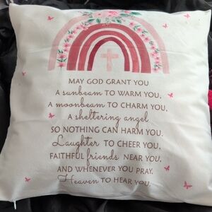Inspirational Pillow with Rainbow Design